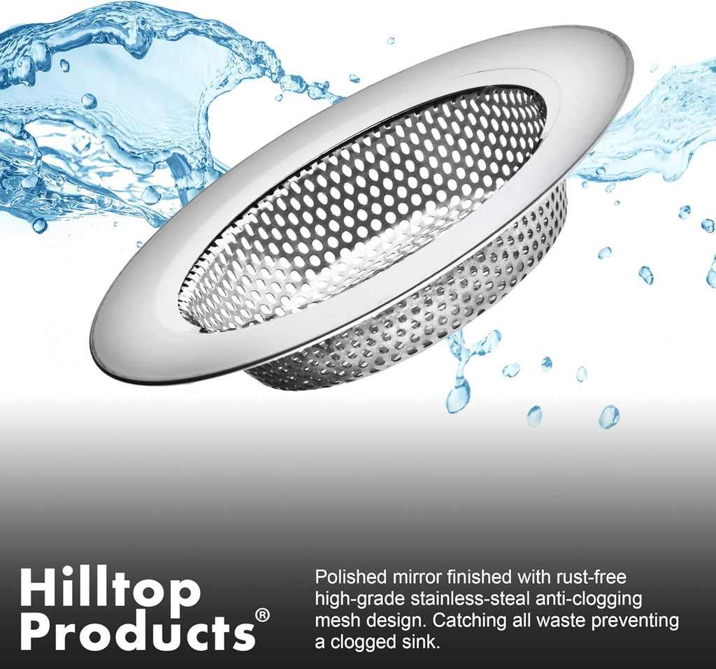 2 Pack 4.5" Top / 3" Basket Stainless Steel Kitchen Sink Drain Strainer J84475