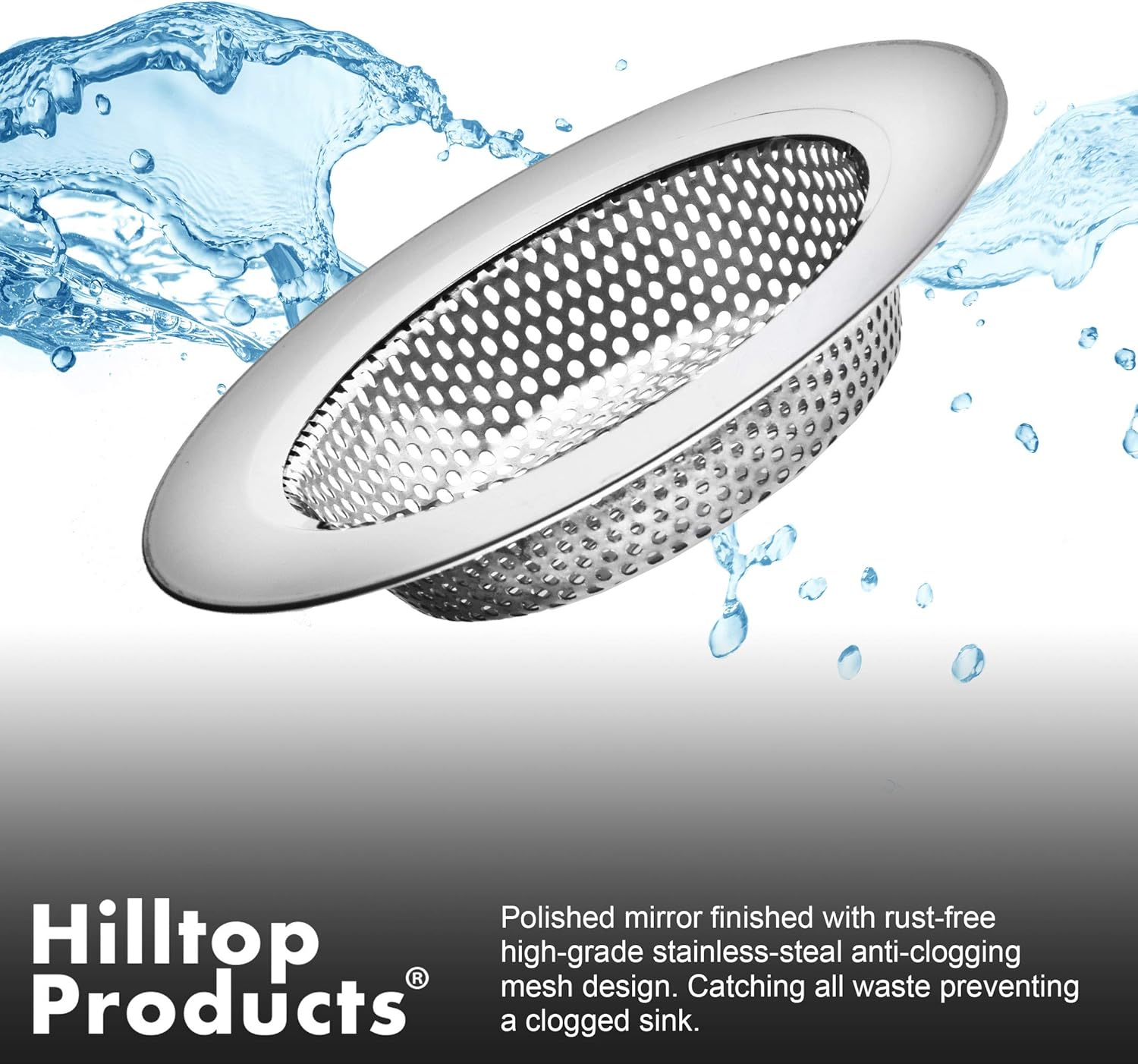 2 Pack 4.5" Top / 3" Basket Stainless Steel Kitchen Sink Drain Strainer J84475