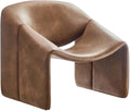 Faux Leather Brown Accent Armchair Y230