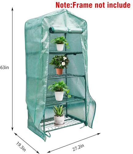 4 Tier Greenhouse Replacement Cover with Roll-Up Zipper Door PE Plant Greenhouse Cover R886