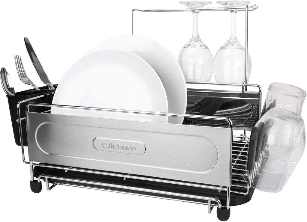 Stainless Steel Dish Drying Rack with Utensil Caddy and Draining Board Y6736