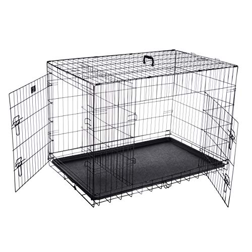 42-Inch Collapsible Dog Crate with Divider Wall Panel (Black) I710924