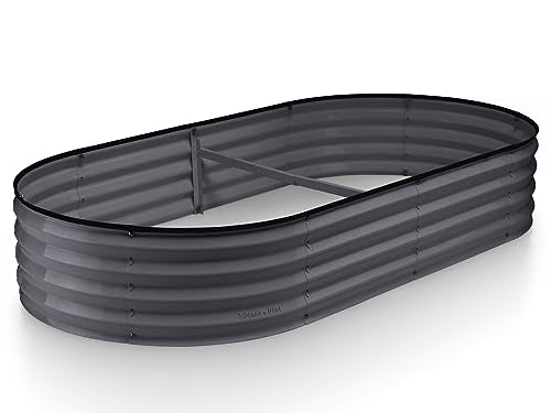 Gray 6×3×1ft Galvanized Metal Raised Garden Bed M6236