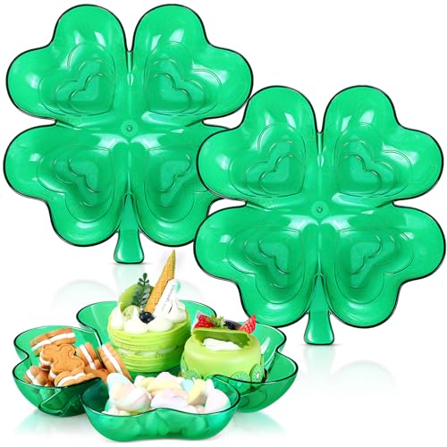 2 Pcs Christmas Tree Shaped Plastic Green Serving Tray G169