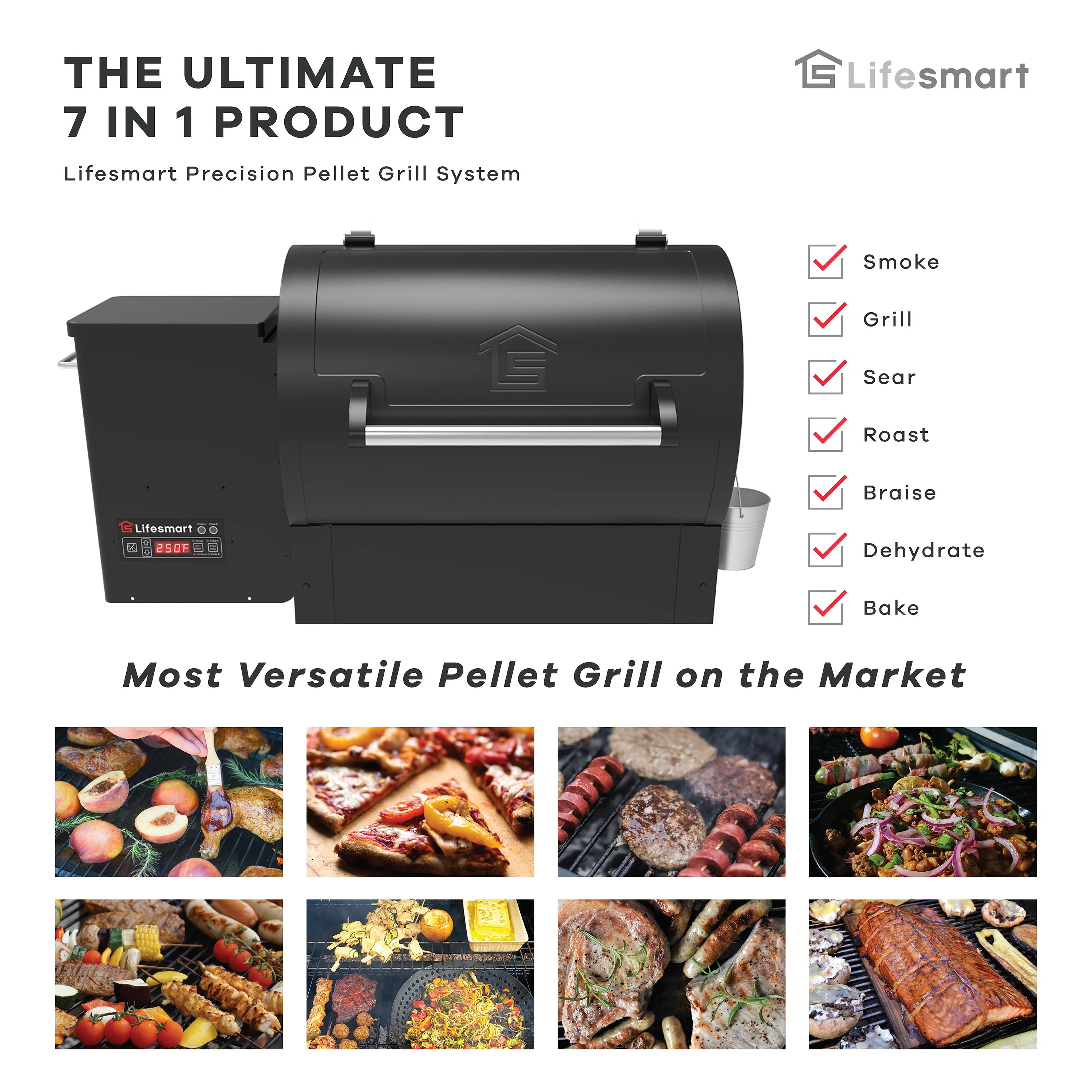 1500 Square Inch Pellet Grill and Smoker with 3 Cooking Racks M926407