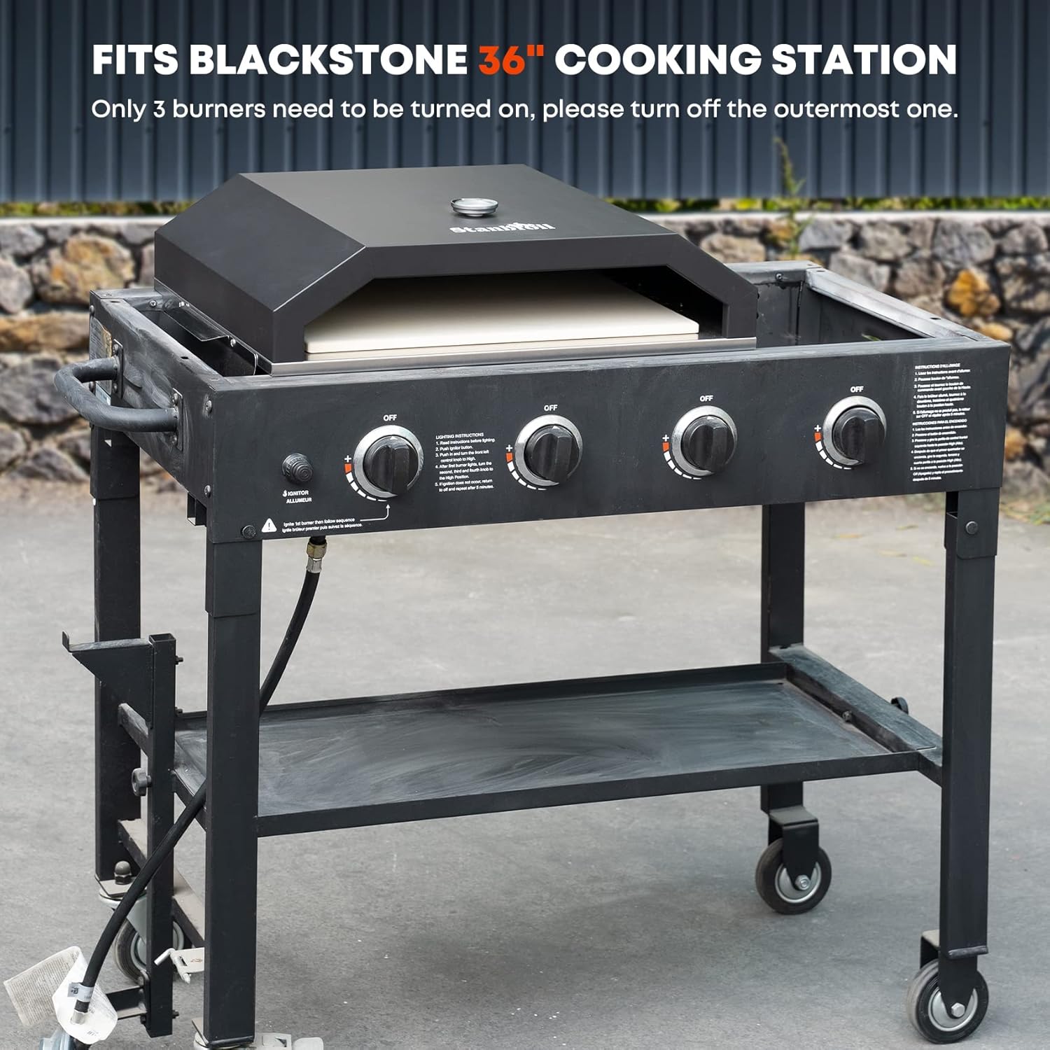 Pizza Oven with Side Panels and Temperature Gauge, 17.7 in. x 13.7 in. Pizza Stone R78756