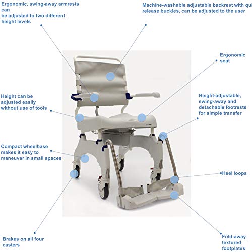 Shower and Commode Chair with Collection Pan, Lid and Pan Support Guide Rail L789