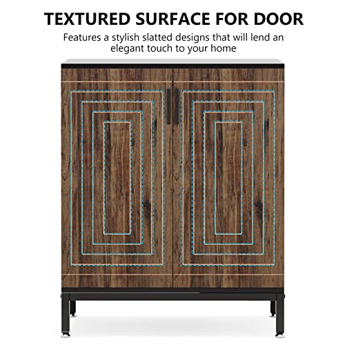Shoe Cabinet with Doors, 20 Pairs Storage Organizer (Brown/Black) W16487