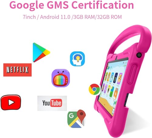 7 inch Android Tablet with 32GB, Shockproof Case Pink H58214