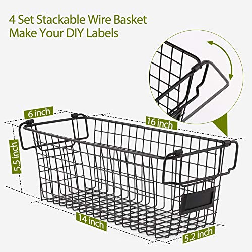 4 Pack Large Stackable Wire Metal Baskets R5864