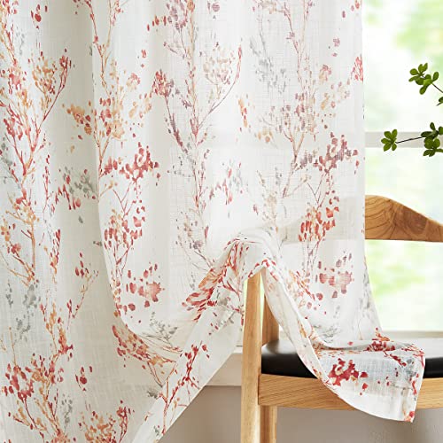 White Striped Sheer Curtains 63inch Length Light Filtering Semi Sheer Chiffon Window Curtains 2 pack Grommet Top X909