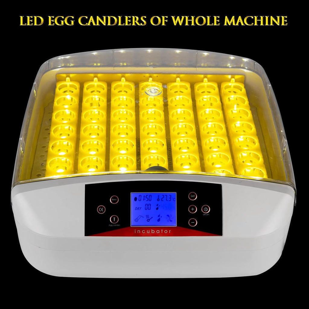 56-Egg Fully Automatic Poultry Incubator with Egg Candler White J5745