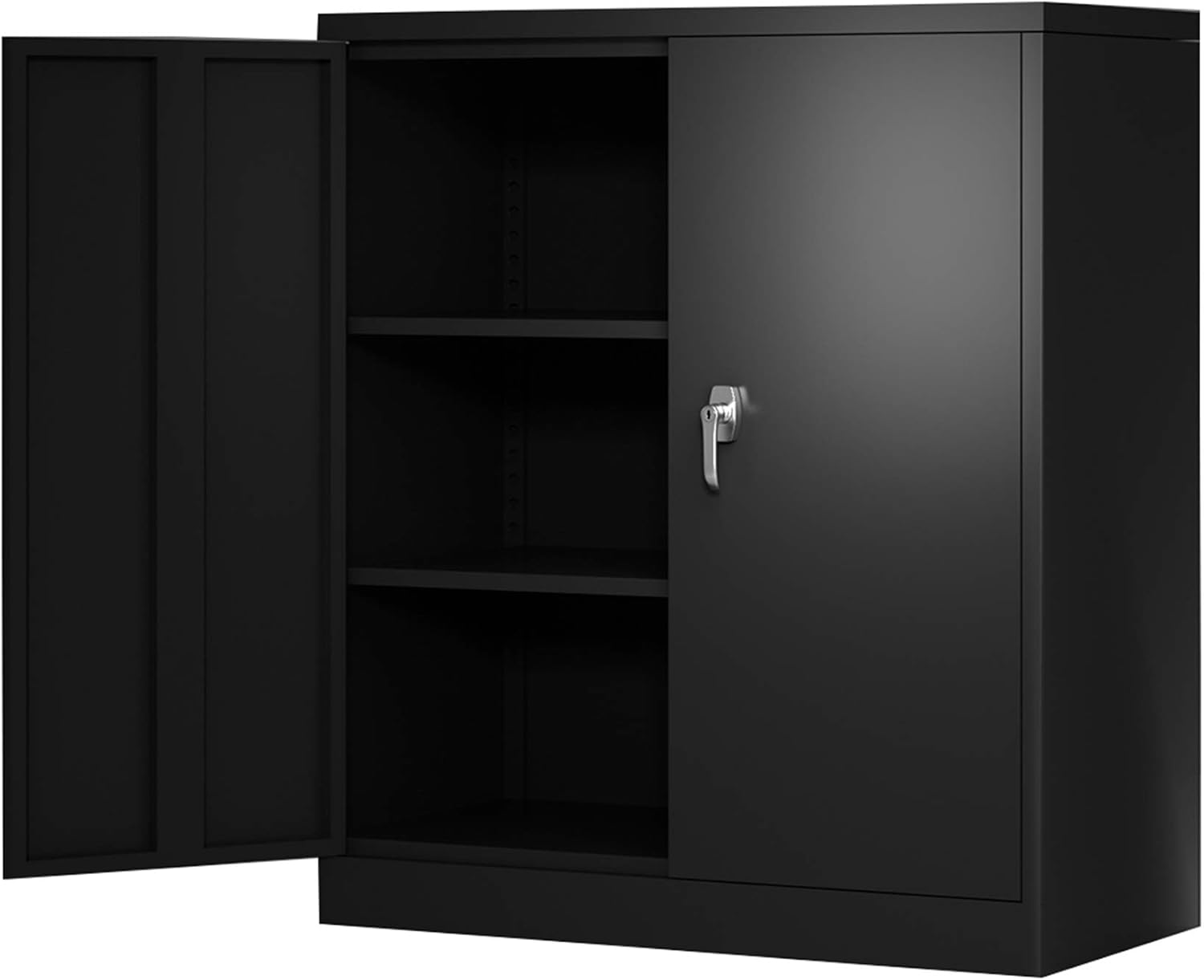 Black Locking Metal Storage Cabinet with Adjustable Shelves, W36'' x D18'' x H41.6'' K330140