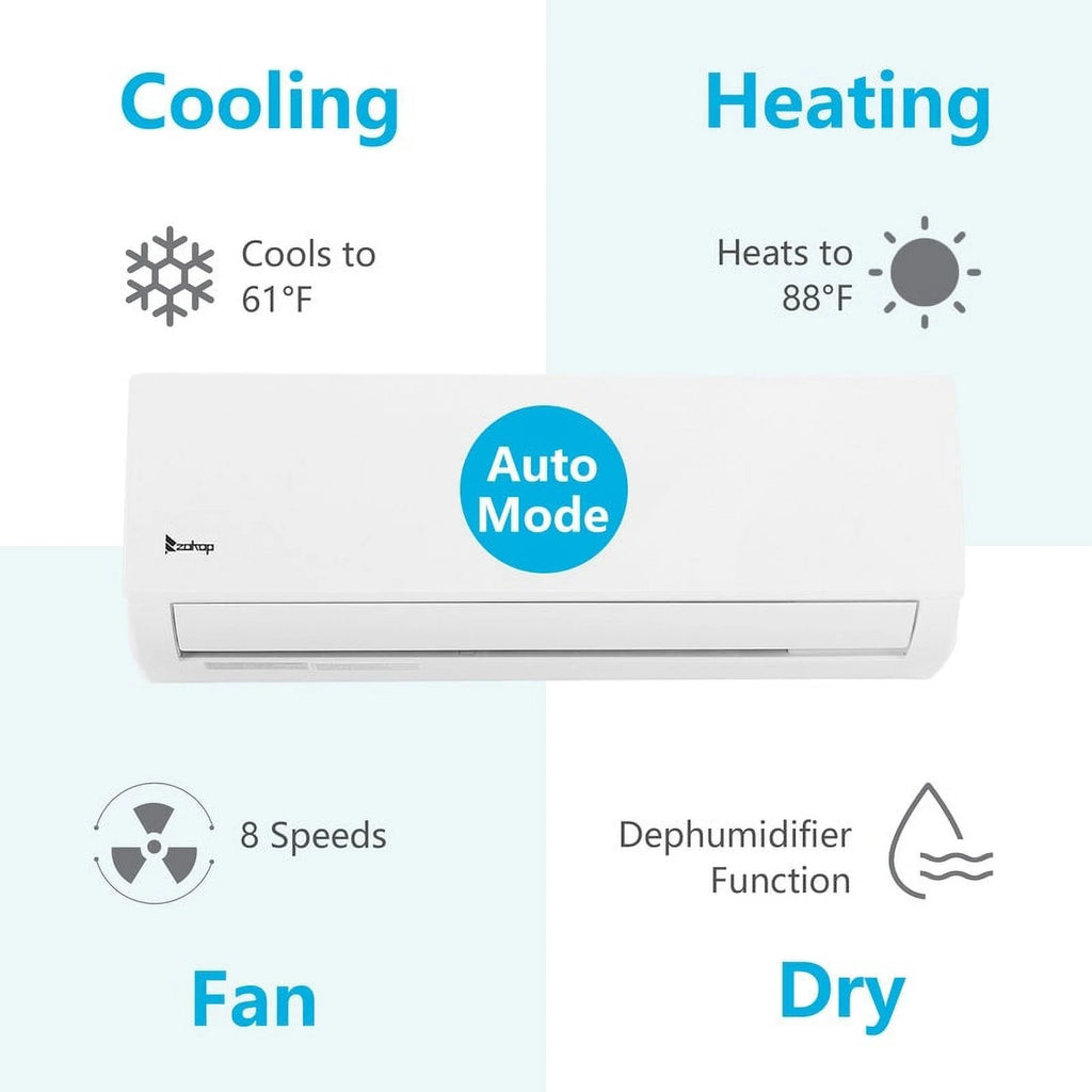 12000BTU 19Seer Mini Split Air Conditioner with Heating Function C94001
