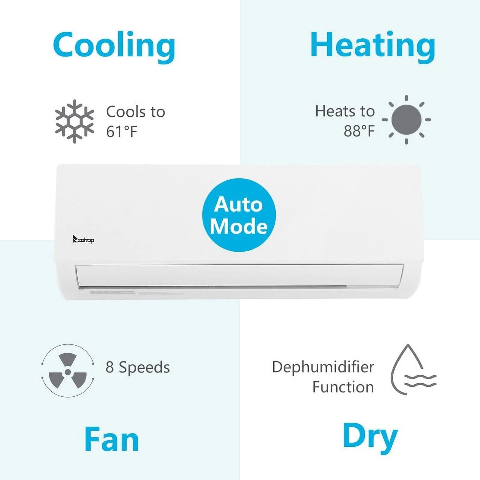 12000BTU 19Seer Mini Split Air Conditioner with Heating Function C94001