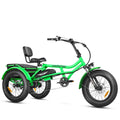 Green Semi-Recumbent Electric Trike, 85MI, 750W 48V 20Ah, 20" Q90870