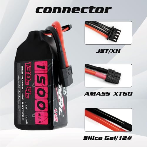 1500mAh 130C 4S Lipo Battery 14.8V with XT60 Plug (2 Packs) L833