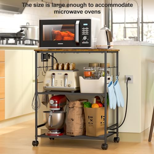 3 Tier Rolling Kitchen Cart with Lockable Wheels Y3803