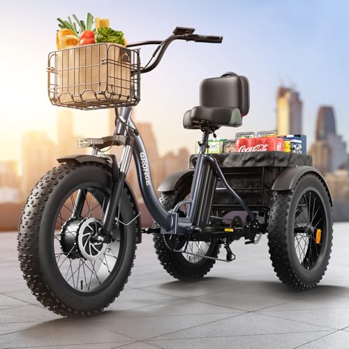 Electric Tricycle 20" Fat Tire 3 Wheel Folding with Large Rear Basket Y46505