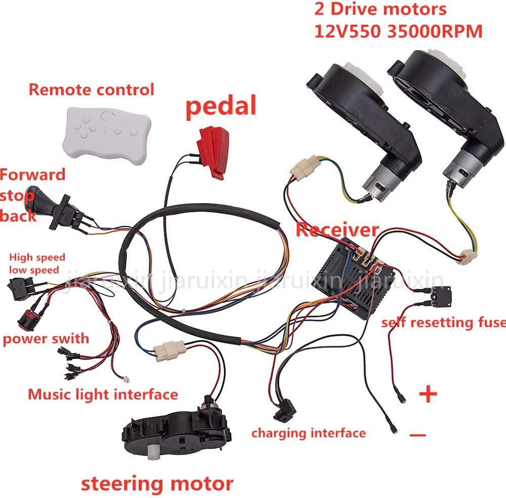 12V Remote Control Circuit Board Wires Switch Gearbox with Motors Electric Ride On Car Accessories F524826