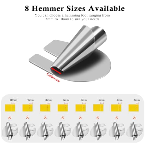 7/8/9/10mm Rolled Hem Presser Foot, 4 Sizes U735