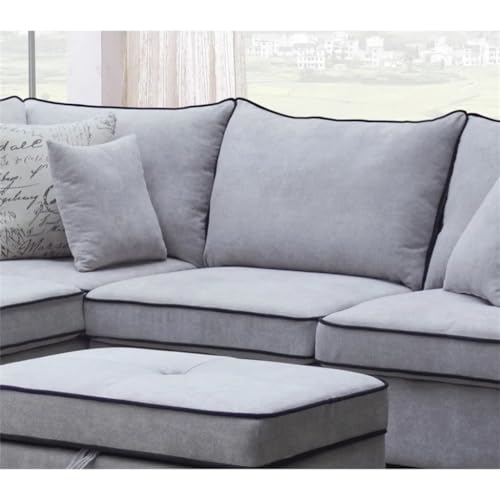 Light Gray Fabric Sectional Sofa with Storage Ottoman H4112