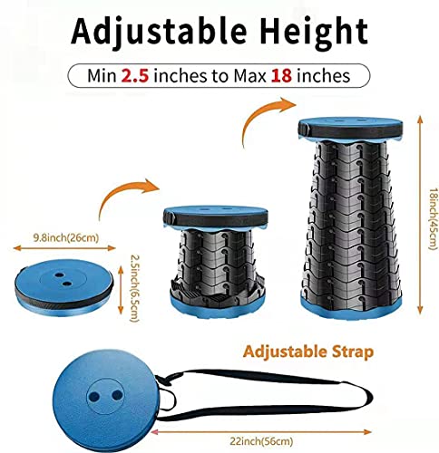 Portable Telescopic Folding Stool with Load Capacity 400lbs (BLUE) W313