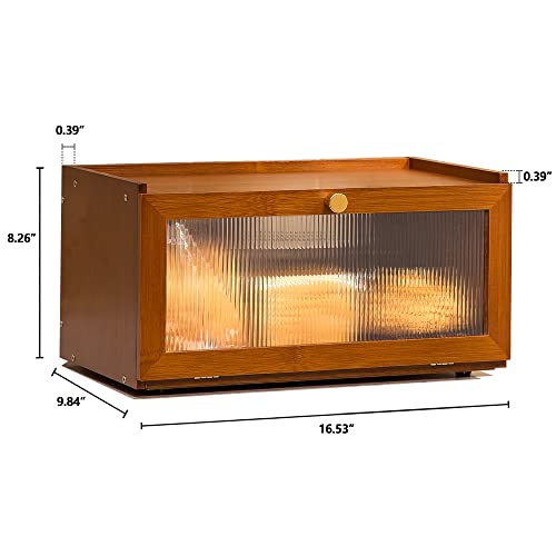Large Farmhouse Bamboo Bread Box with Window E206869