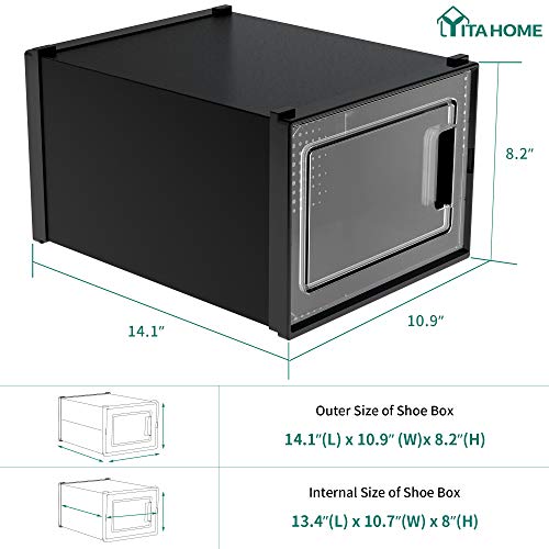18 Pack Stackable Plastic Shoe Storage Boxes (Black, Medium) G406513