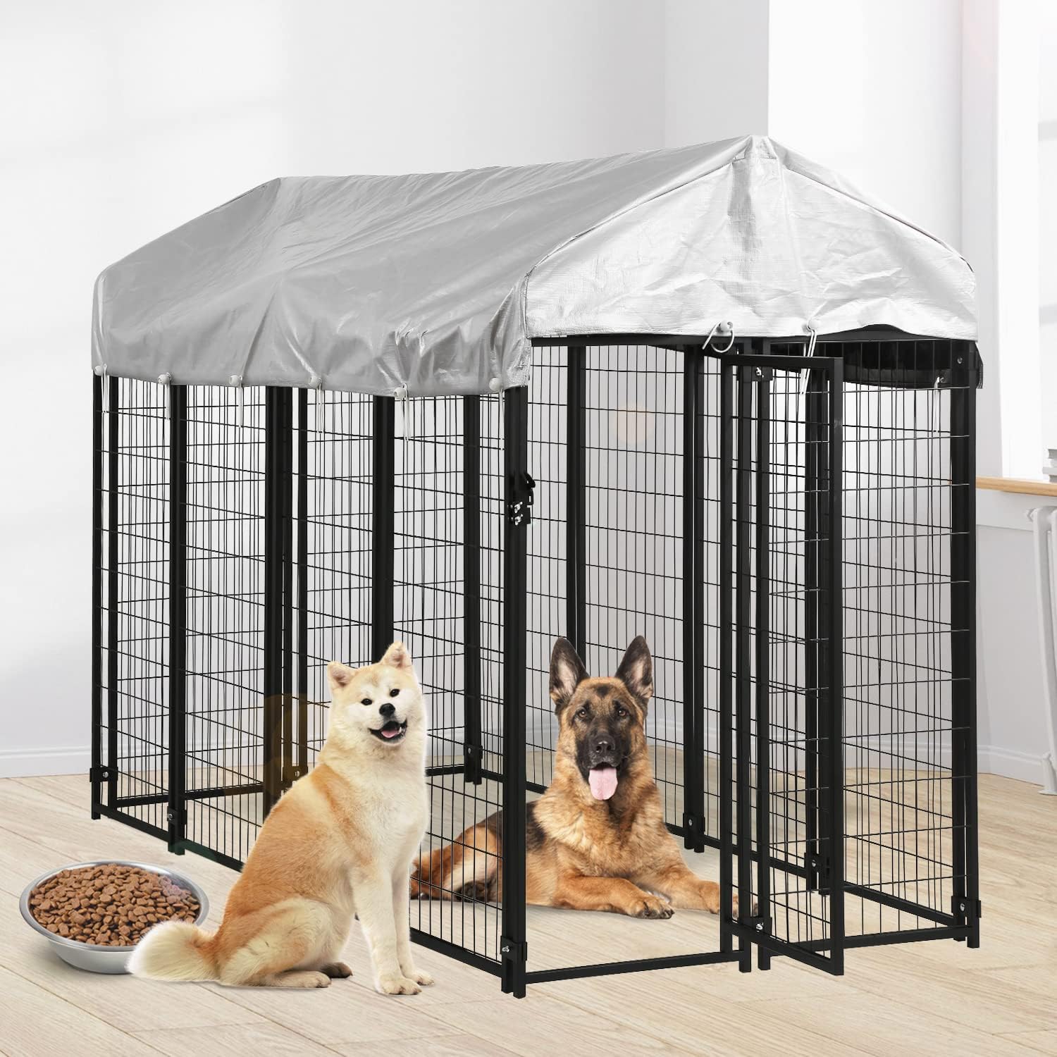 8 X 4 X 6ft Metal Welded Wire Dog Kennel with Roof Q401