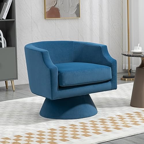 Blue Velvet Swivel Barrel Chair A600418