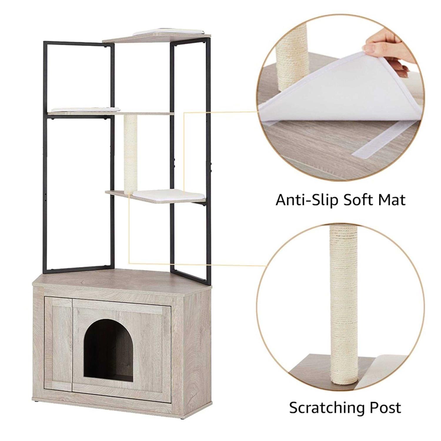 Corner Box Enclosure with Cat Tree Tower Cat Litter P32515