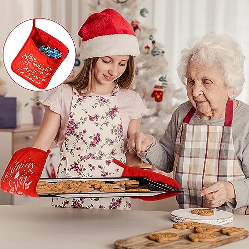 24 Piece Red Christmas Pot Holders with Pockets Oven Mitts S326868