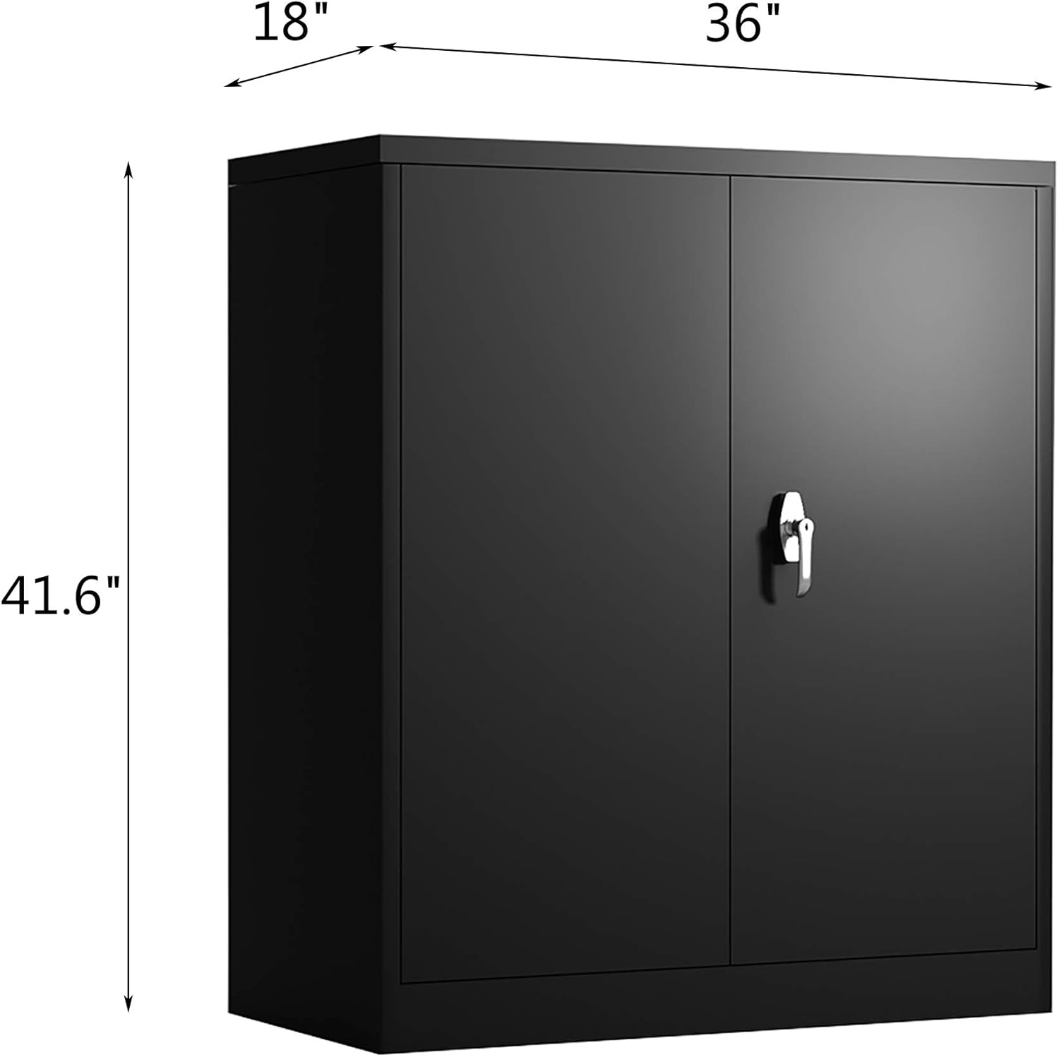 Black Locking Metal Storage Cabinet with Adjustable Shelves, W36'' x D18'' x H41.6'' K330140
