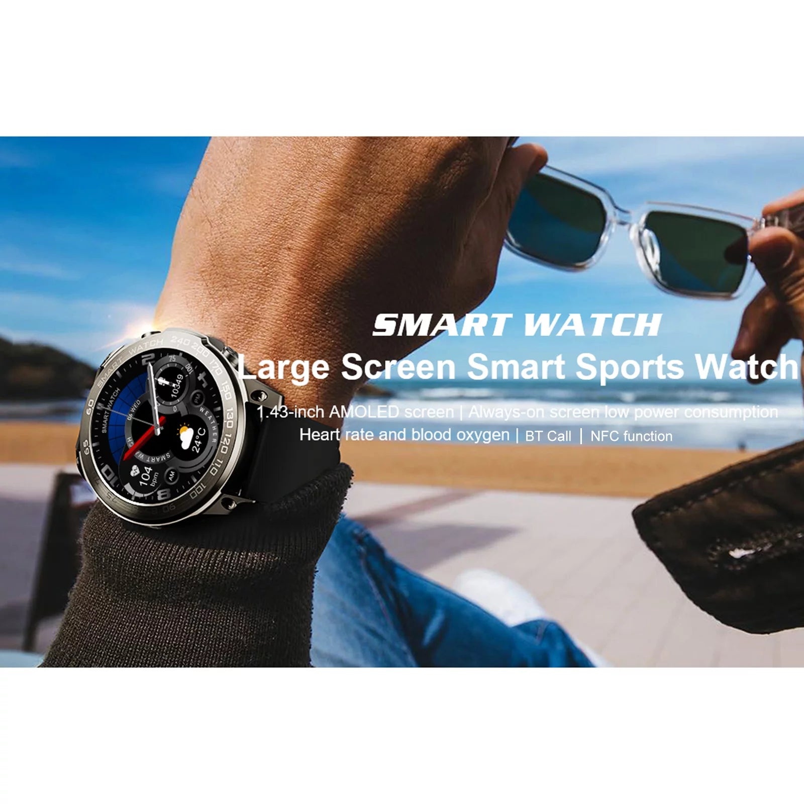 Smart Sports Watch 1.43-Inch AMOLED FullTouch Screen IP68 Waterproof BT Calling U47098