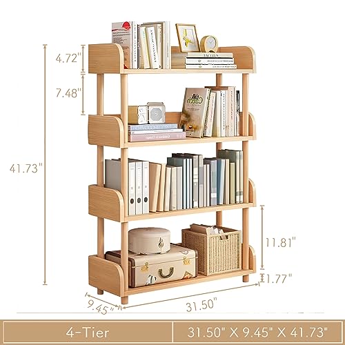 3-Tier Wooden Open Bookcase with Solid Wood Frame, Oak A38594