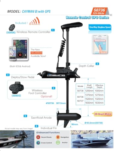 12V 54" 55lbs Electric Trolling Motor with Wireless Remote Control Z5416