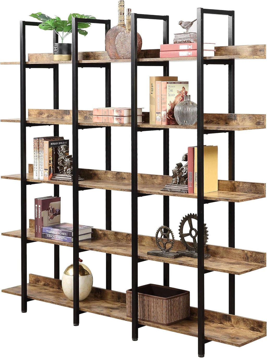 5 Tier Open Bookshelf with Metal Frame F9589