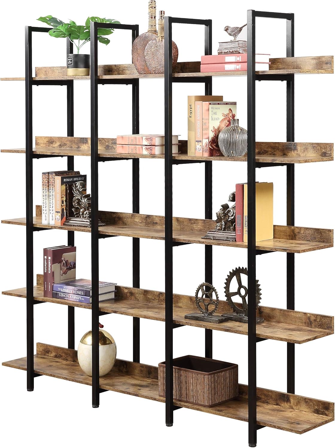 5 Tier Open Bookshelf with Metal Frame F9589