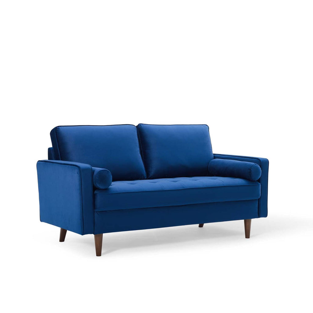 Navy Performance Velvet Loveseat D228993
