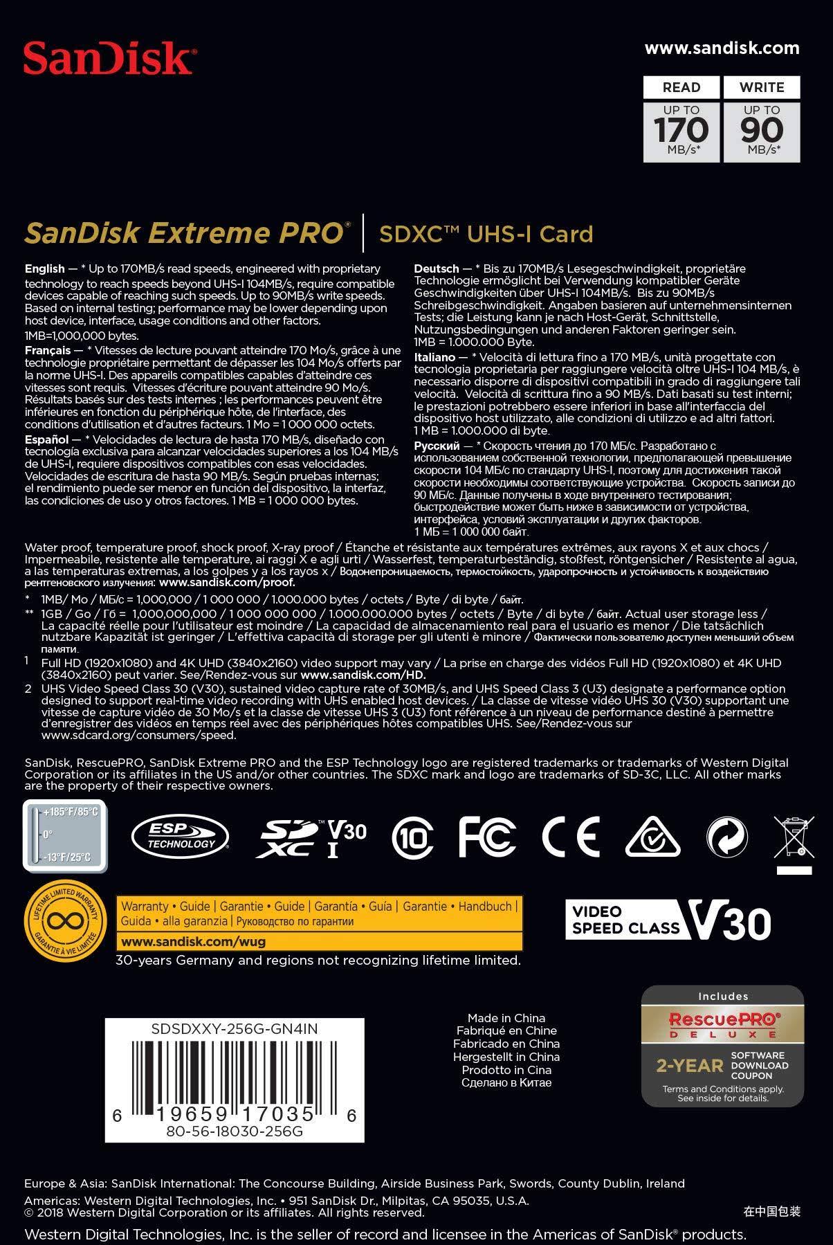 256gb SDXC UHS-I Memory Card Z9886