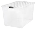 132 Quart Stackable Plastic Storage Bins with Lids and Latching Buckles, Clear M590