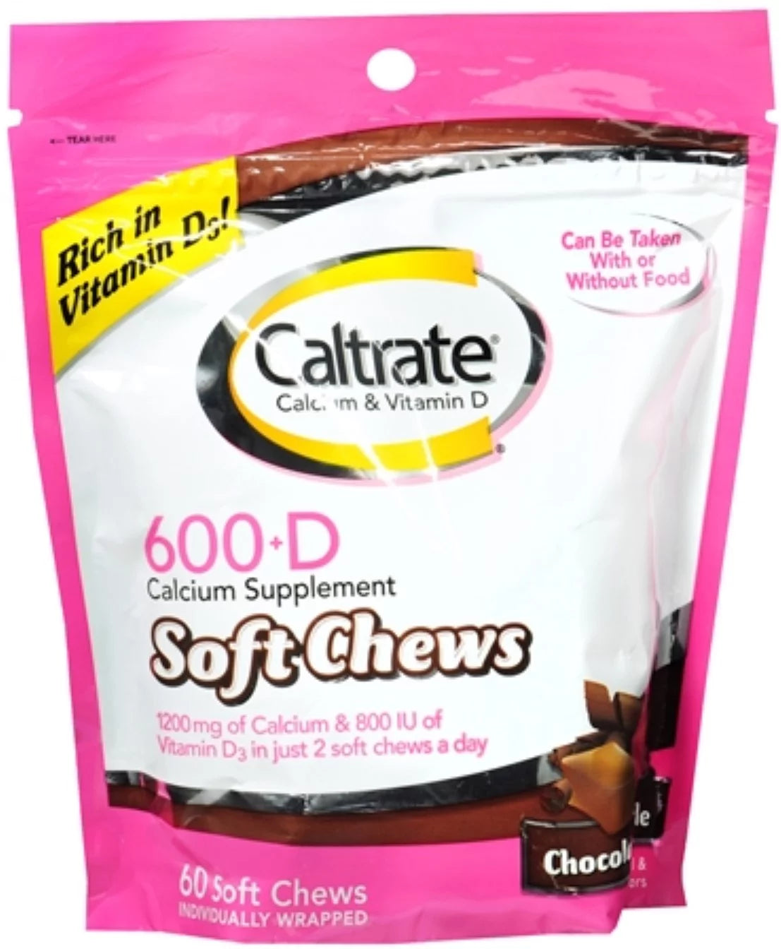 Calcium & Vitamin D Soft Chews Chocolate Truffle 60 Each (Pack of 6) T86950