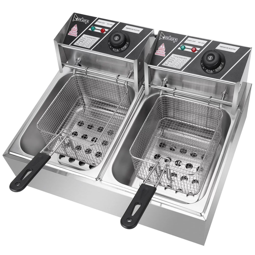 5000W 12L Stainless Steel Electric Deep Fryer with 2 Fry Baskets K7239
