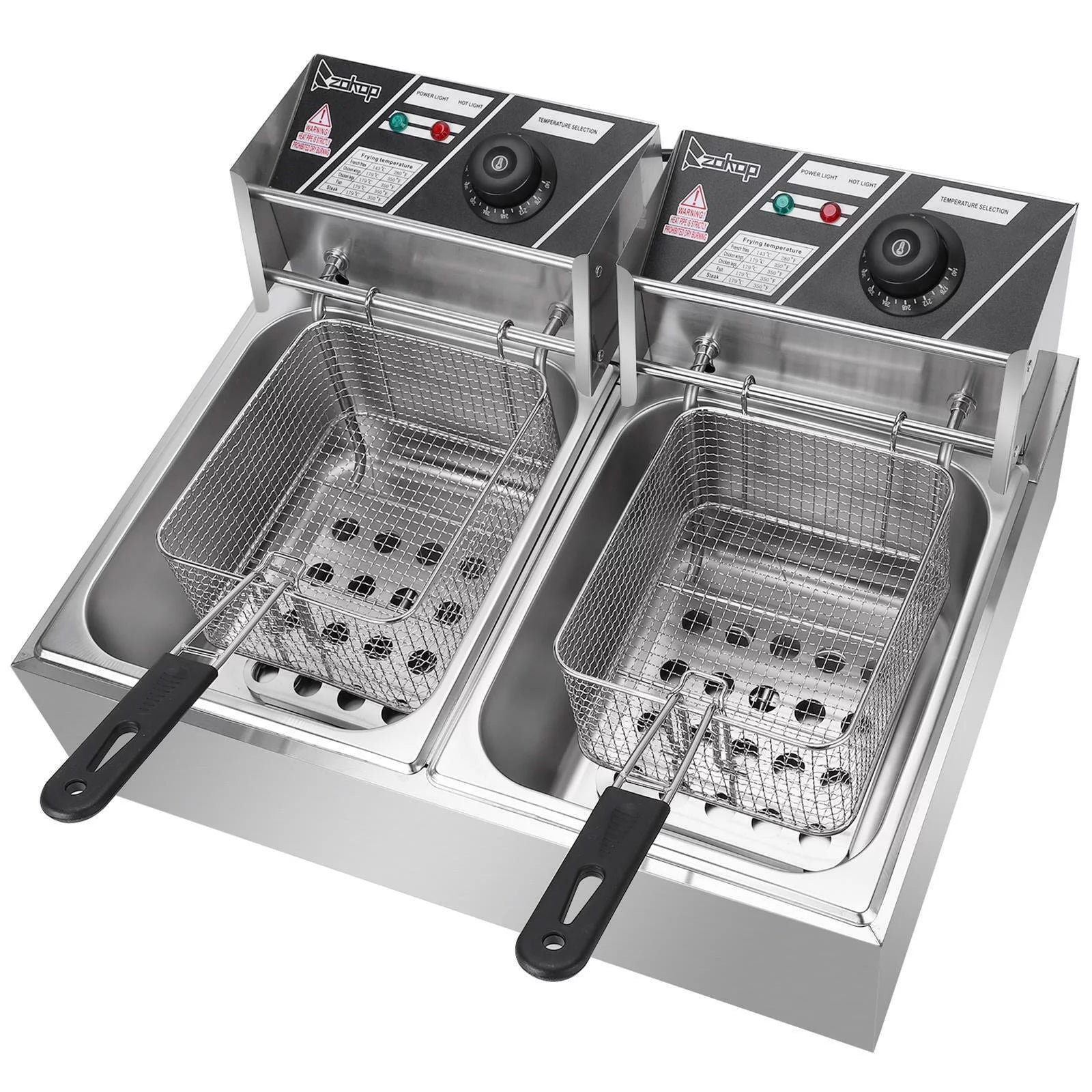 5000W 12L Stainless Steel Electric Deep Fryer with 2 Fry Baskets K7239