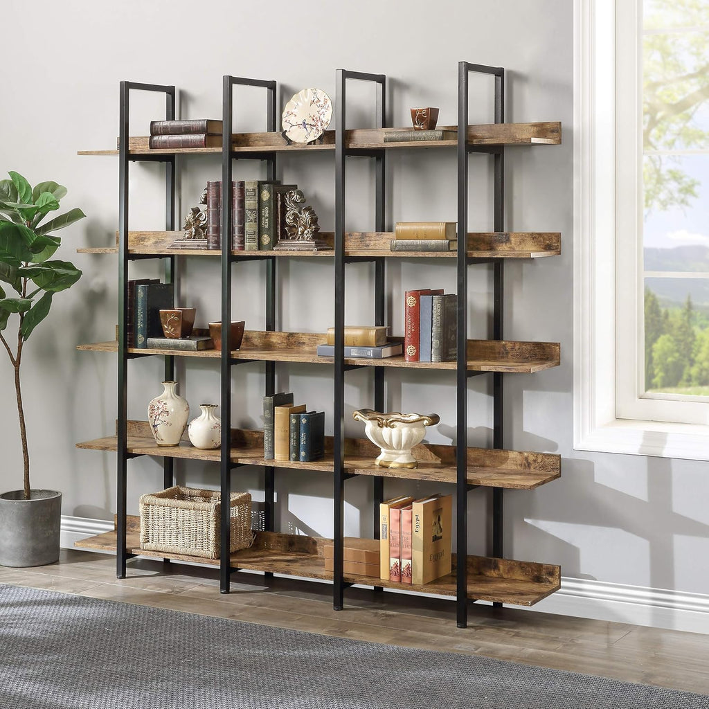5 Tier Open Bookshelf with Metal Frame F9589