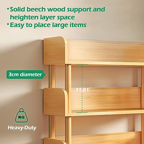 3-Tier Wooden Open Bookcase with Solid Wood Frame, Oak A38594