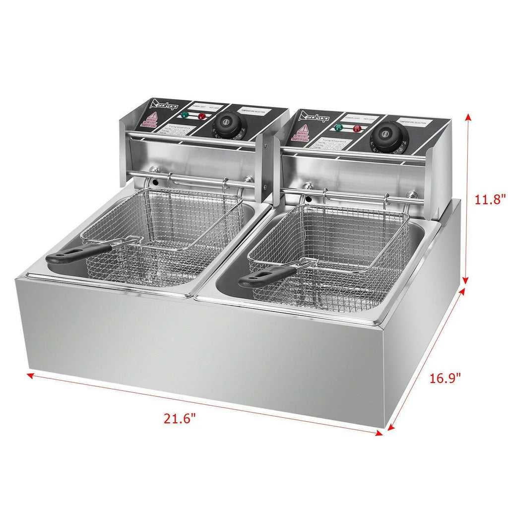 5000W 12L Stainless Steel Electric Deep Fryer with 2 Fry Baskets K7239