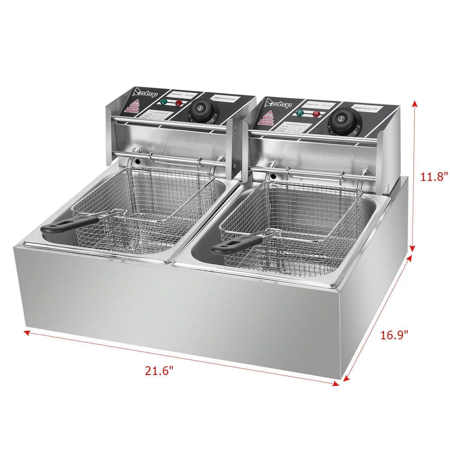 5000W 12L Stainless Steel Electric Deep Fryer with 2 Fry Baskets K7239