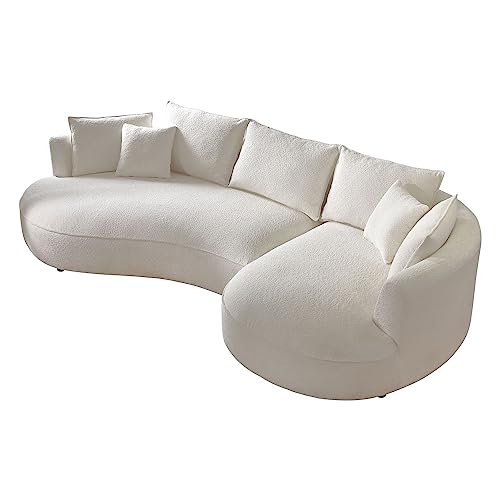 128.74" Orange Eco-leather Curved 5-Seat Sectional Sofa J4255